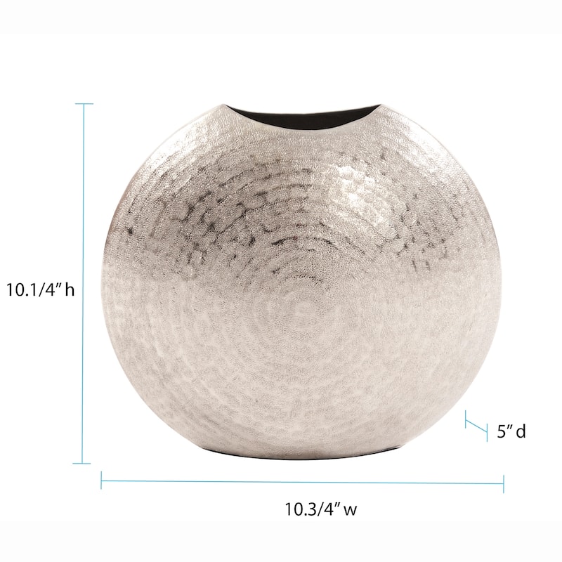 Allan Andrews Frosted Silver Metal Vase - Small - 10.25"H x 10.75"W