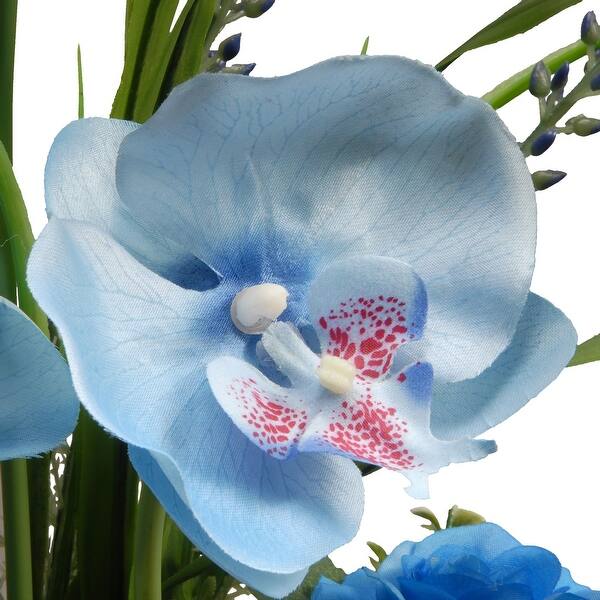 Shop 15 Potted Artificial Blue Orchid Flowers Overstock 26290148