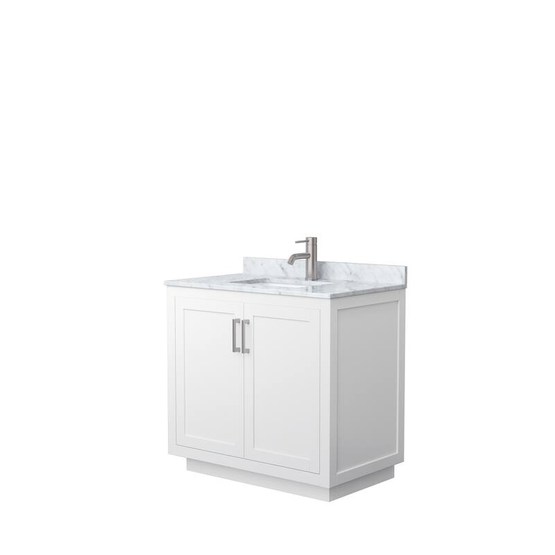 Miranda Single Vanity Set, White Carrara Marble Top, No Mirror