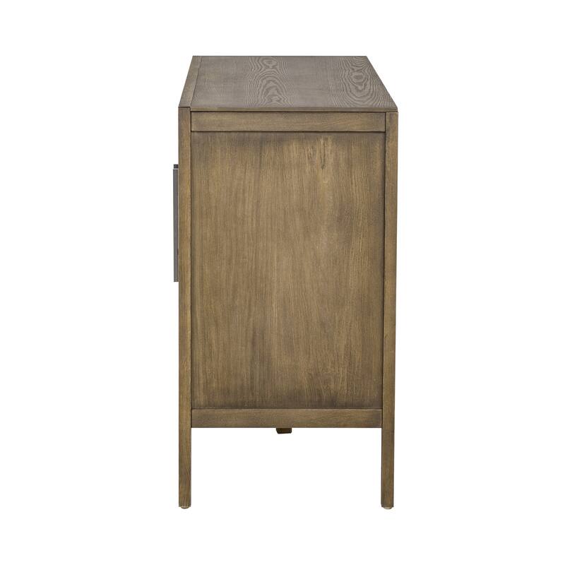 2 Door Cabinet Storage Cabinet with 2 Metal Handles & Adjustable Shelves, Wooden Entryway Cabinets Coffee Bar Cabinets