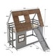 preview thumbnail 3 of 7, Twin Size Cozy and Fun Wood House Bunk Bed with Window Roof Shape Design with Ladder and Climbing Ramp, Brown+Gray