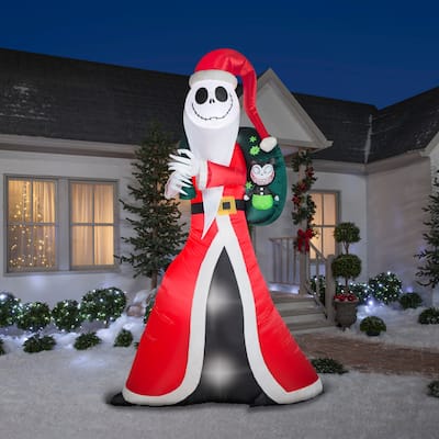 Gemmy Giant Christmas Inflatable Jack Skellington as Sandy Claws, 10 ft Tall