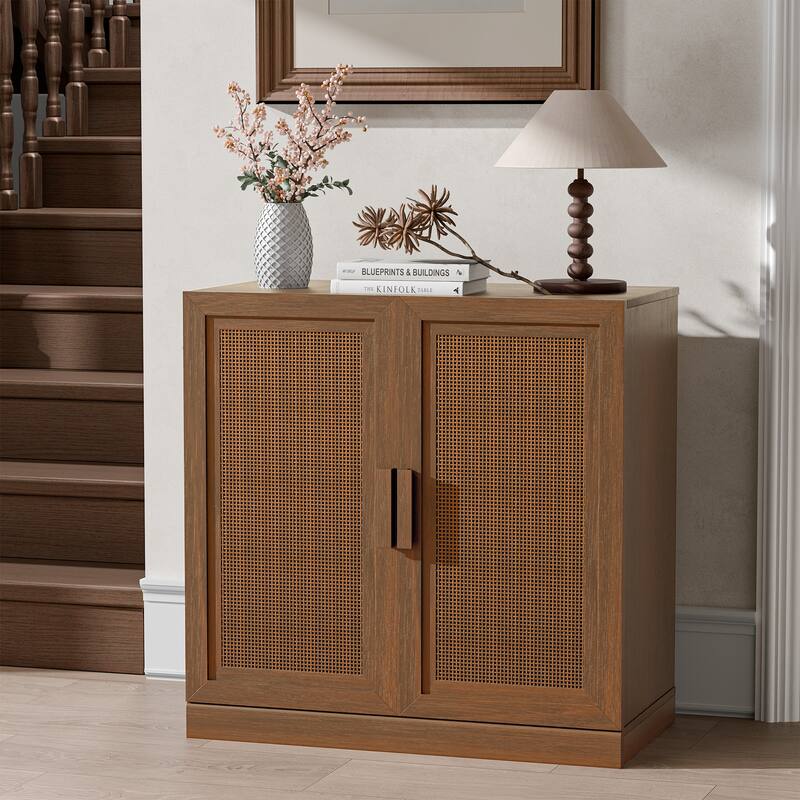 Modular Sideboard Cabinet with Storage Farmhouse Buffet Cabinet with Rattan Panels for Living Room Kitchen Dining Room Entryway