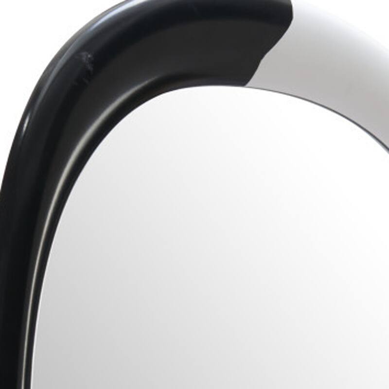 HomeRoots 31" Black And White Steel Oval Geometric Framed Accent Mirror - 20.00 in. x 31.30 in. x 2.00 in.