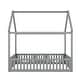 preview thumbnail 9 of 22, Full Size Solid Pine Wood House-Shaped Design Kids Bed Frame with Fence, Door and Distressed Washed Finish for Bedroom, Grey