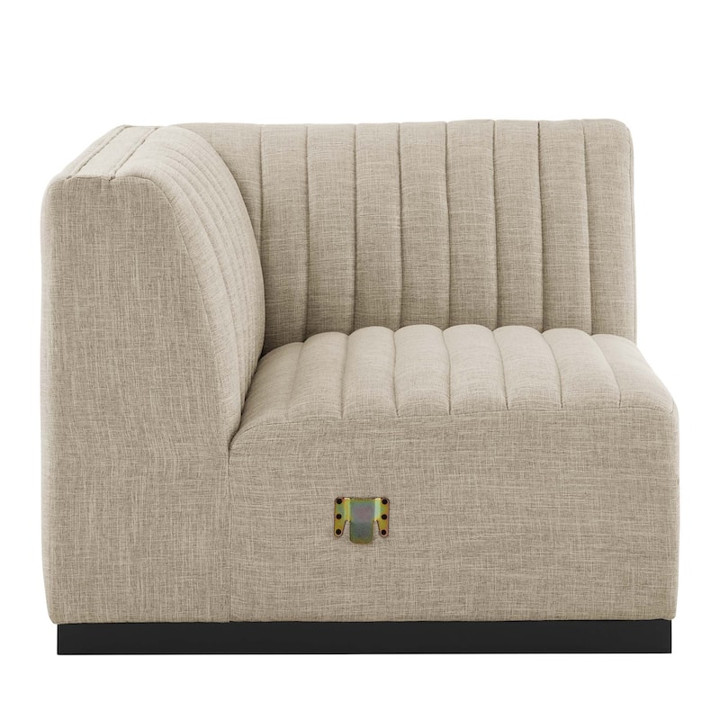 Conjure Channel Tufted Upholstered Fabric 4-Piece L-Shaped Sectional