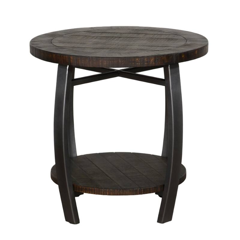 24 in. Dark Brown Round Wood End Table, Sturdy Build End Side Table for Living Rooms