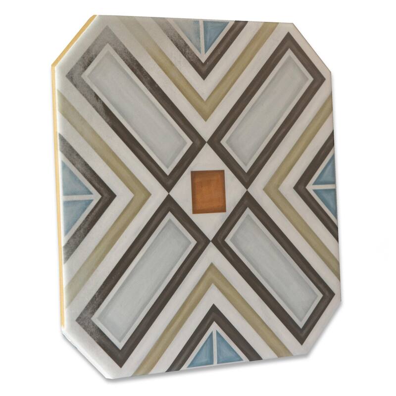 Merola Tile Vaudeville Octagon Deco Ritter with Taco Marron 7-7/8" x 7-7/8" Porcelain Floor and Wall Tile