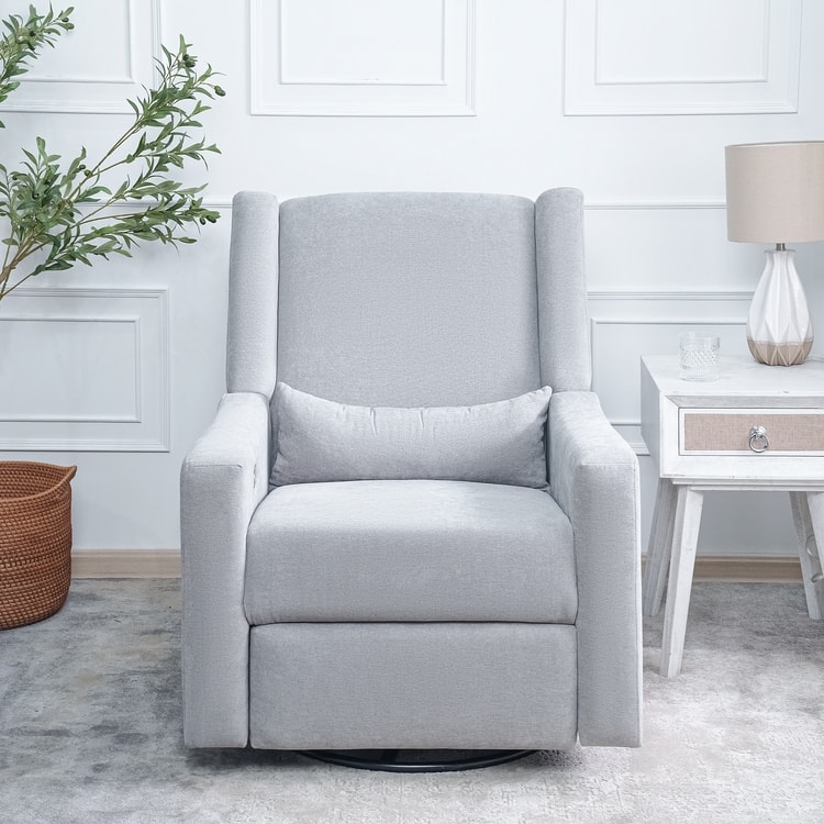 Tanya Luxury Power Motion Recliner Chair with Swivel Glider, Upholstered Living Room Reclining Sofa Chair with Lumbar Support - Light Gray