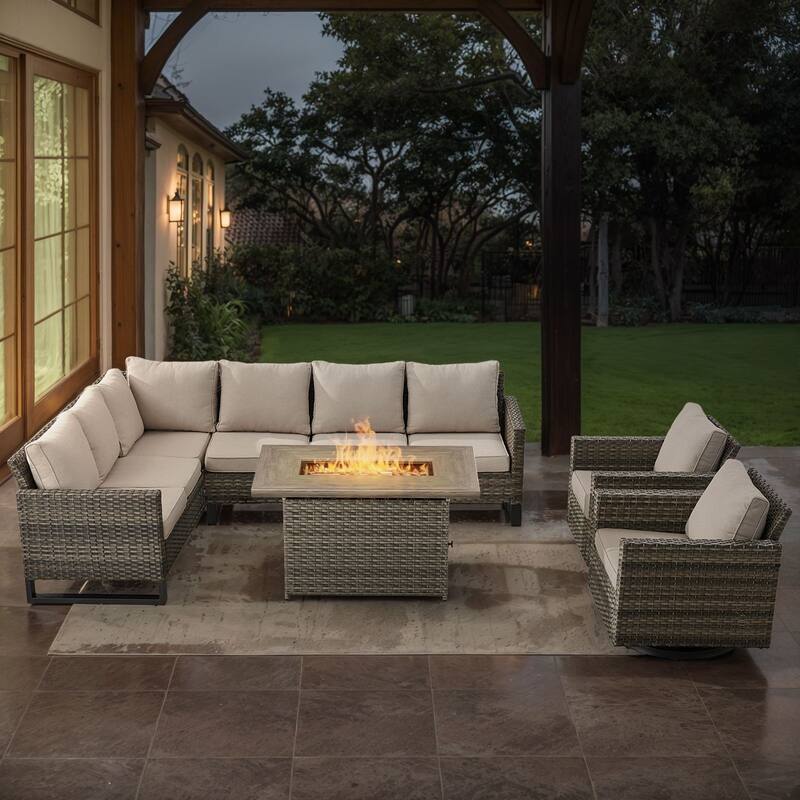 Gymojoy L-Shaped Outdoor Corner Sectional Sofa 6-seats Couch Conversation Set