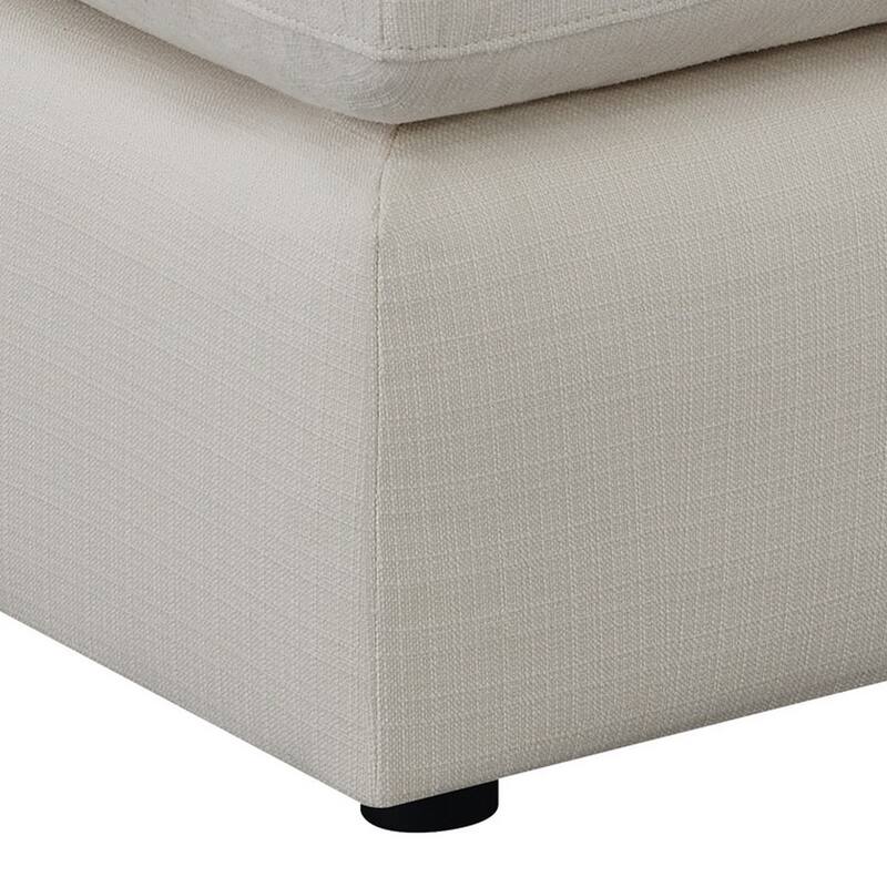 Jane 38 Inch Sectional Armless Chair, Plush Cushioned Back, Off White