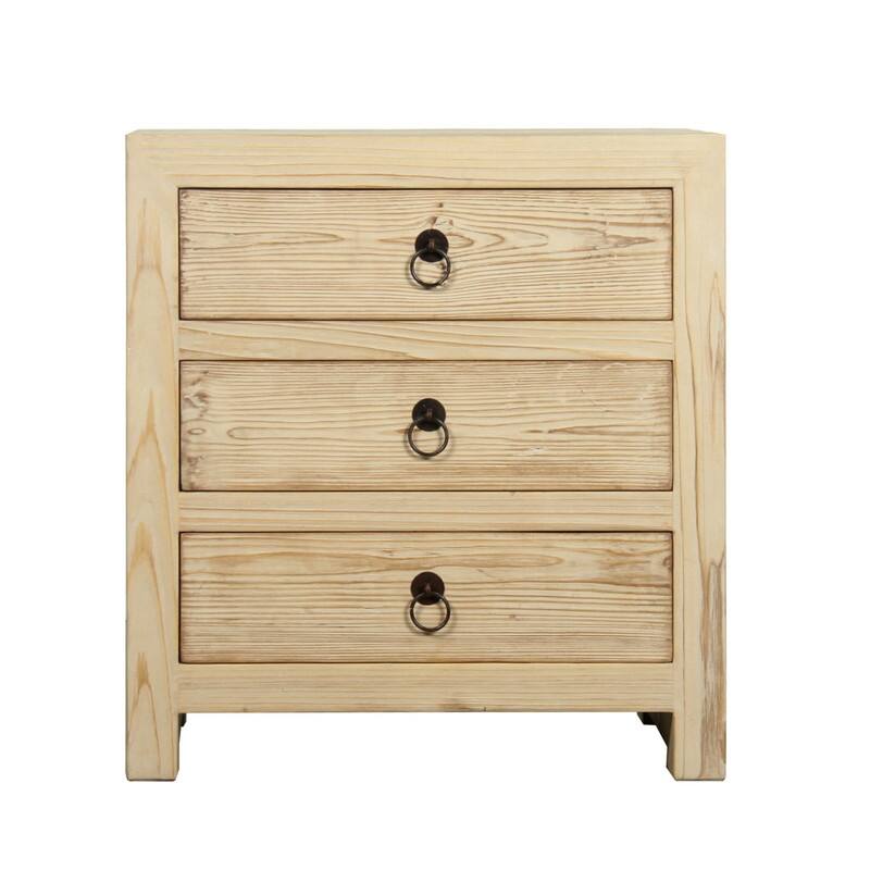 Nightstand with three drawers weathered natural 24x18x26H