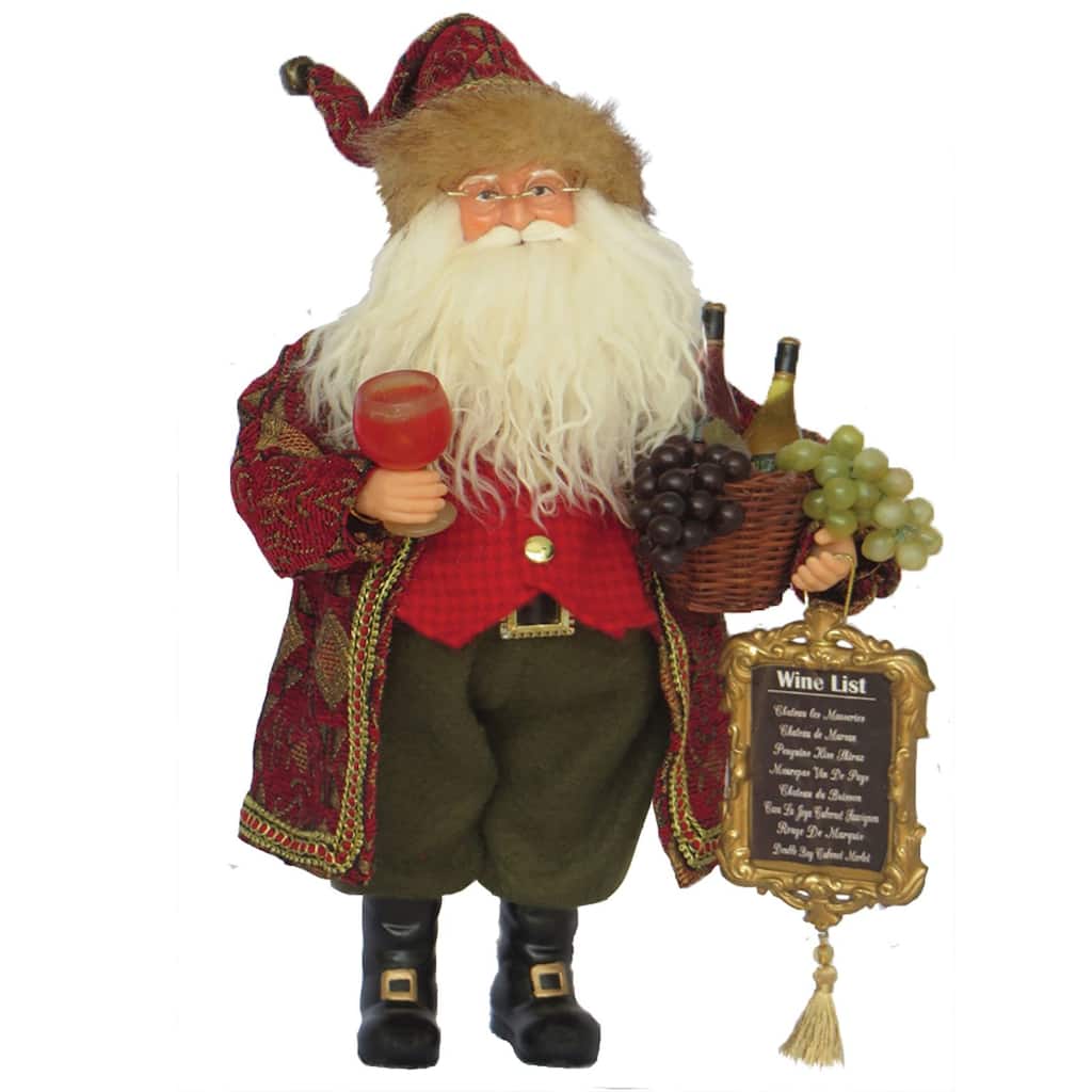 16" Santa Claus "Wine List" Standing Christmas Figurine