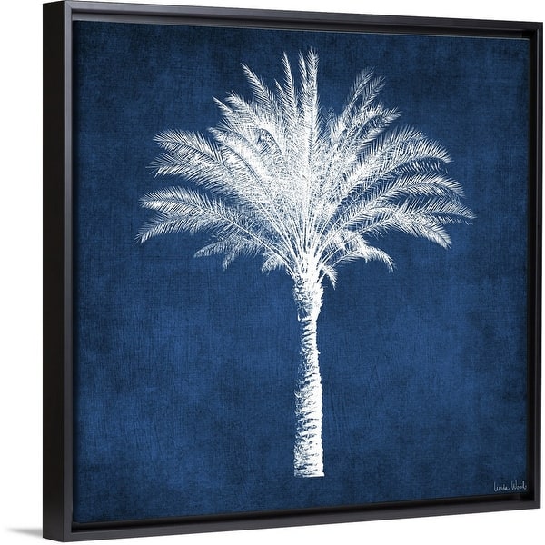 Shop Single Indigo And White Palm Tree Black Float Frame Canvas