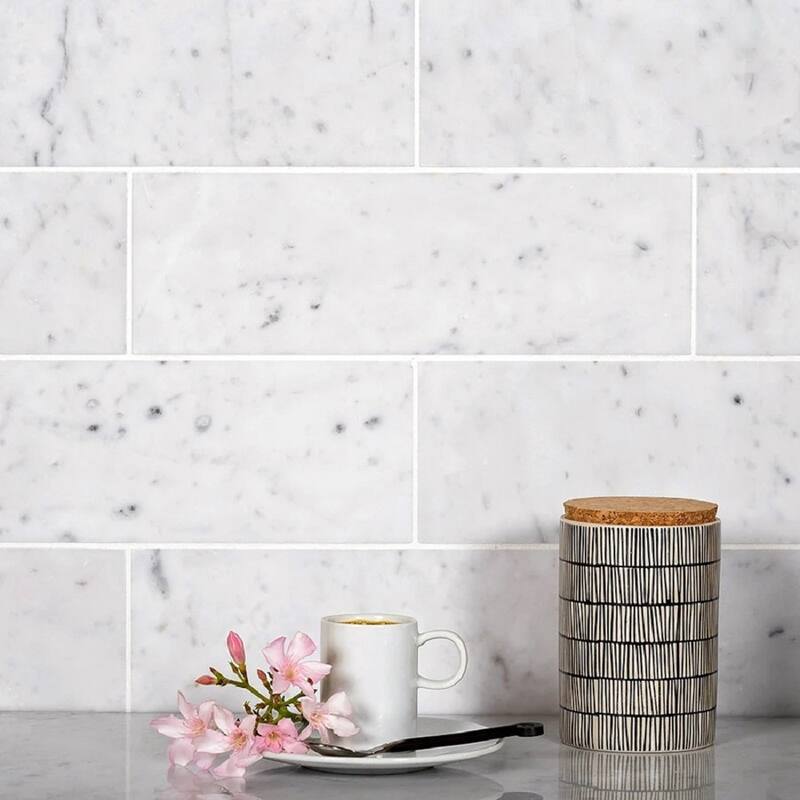 Apollo tile 4 x 12 Grandis Honed White Bianco Carrara Marble Tile (5 sq ft/case) - 15 Pack