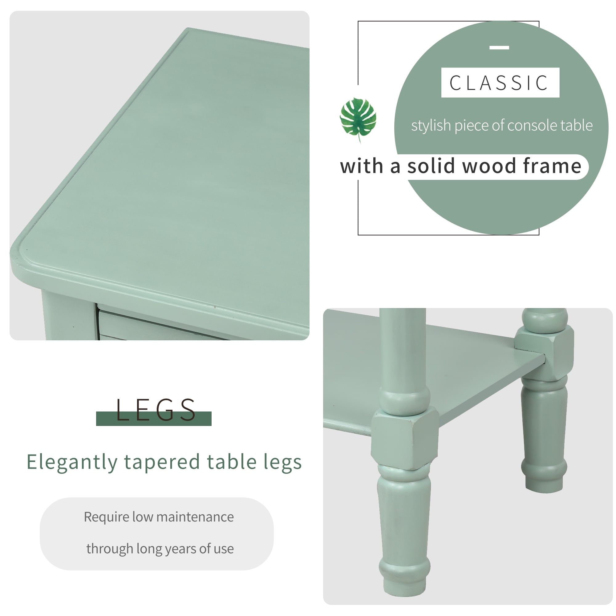 Narrow Console Table Slim Sofa Table with 3 Storage-image