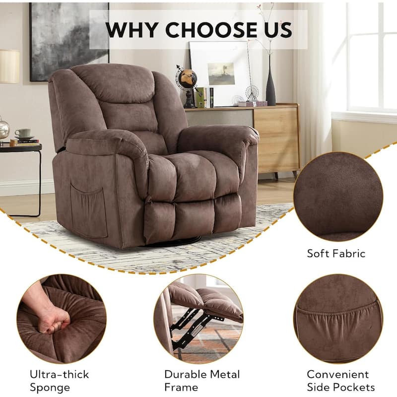Ebello Oversize Swivel Manual Swivel Recliner