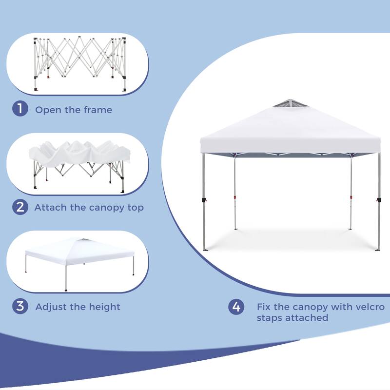 10x10 Pop-up Canopy Portable Lightweight FoldingTent, Adjustable Height Instant Gazebo Canopy with Wheeled Bag