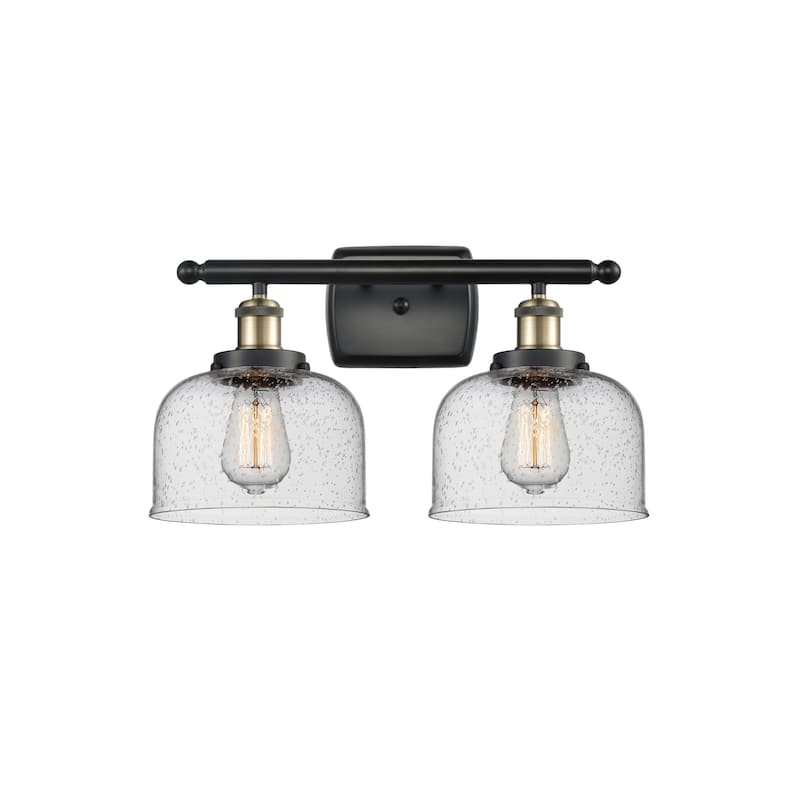 Innovations Lighting 916-2W-13-18 Bell Vanity Bell 2 Light 18" Wide - Black Antique Brass / Seedy