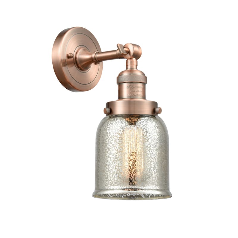 Innovations Lighting Small Bell Single Light 10" Tall Bathroom Sconce - Antique Copper / Silver Plated Mercury