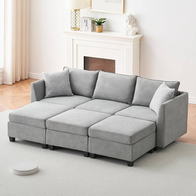 Sectional Sofa with Storage Seats