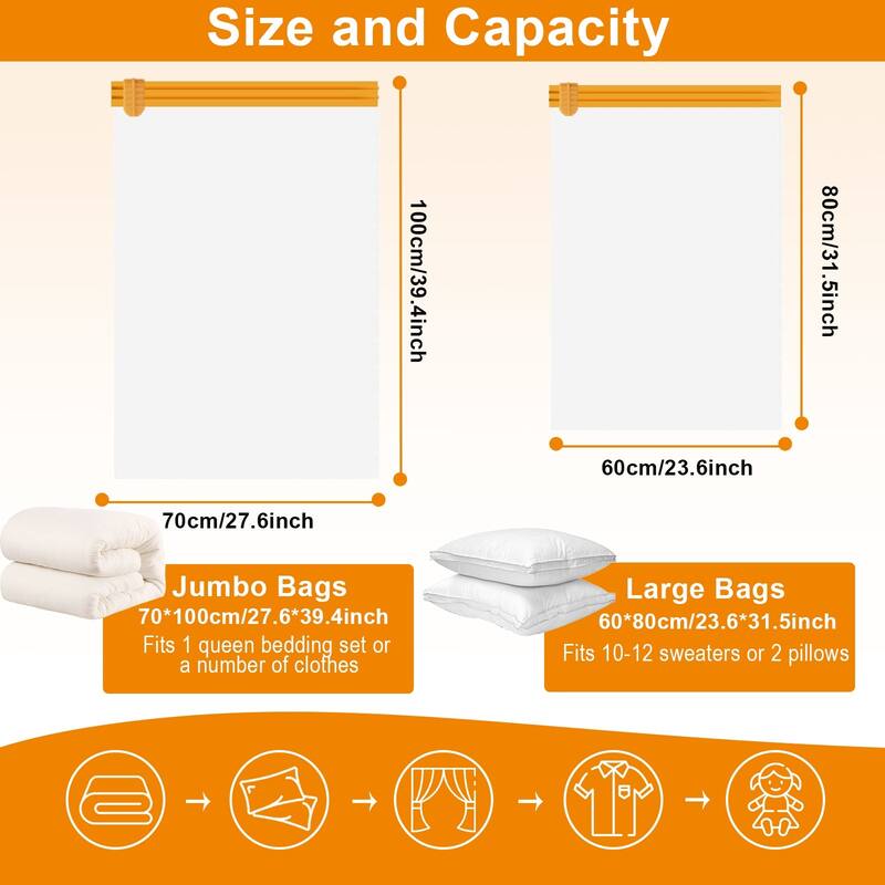 AGPtEK 10 Pcs Vacuum Storage Bags for Clothes, Blankets, Comforters