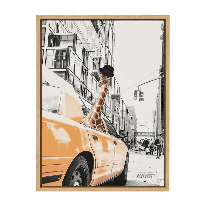 Kate and Laurel Sylvie Giraffe in New York Canvas by July Art Prints