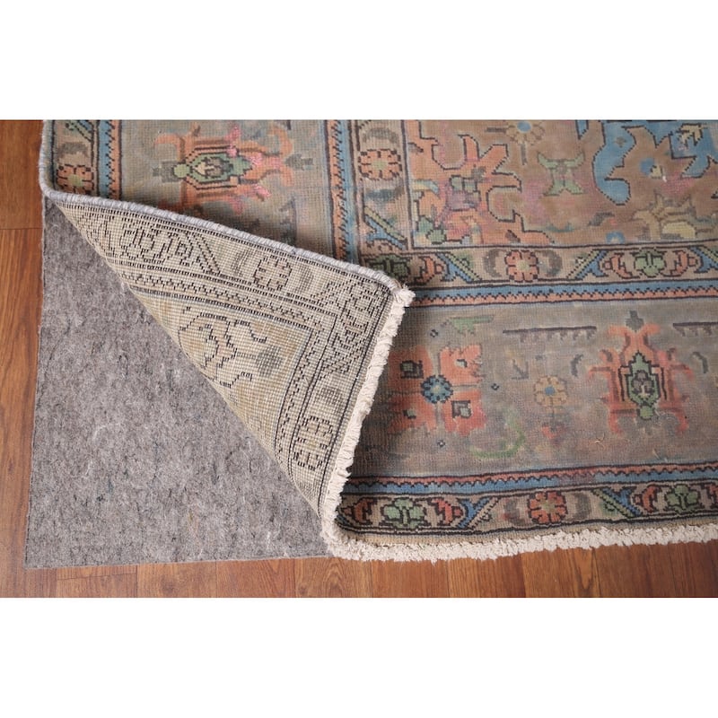 Gray Tabriz Persian Vintage Rug Hand-Knotted Wool Carpet - 8'0"x 10'10"