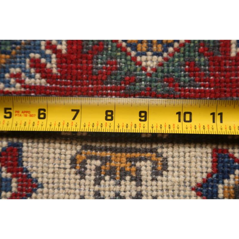 Red Traditional Geometric Kazak Oriental Wool Runner Rug Hand-knotted - 2'9" x 9'9"