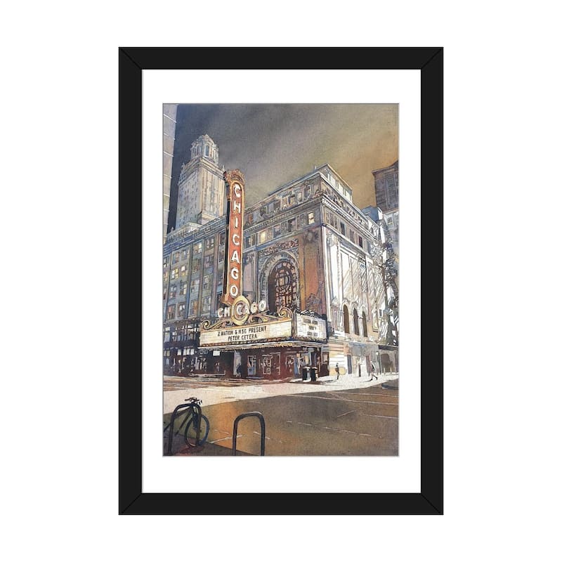 iCanvas "Chicago Theatre" by Ryan F0x - Black - 32x24x1