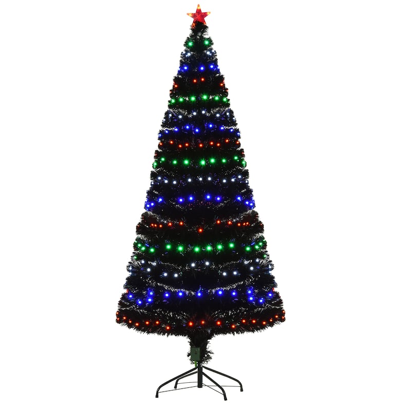 HOMCOM 6 ft. Prelit Artificial Christmas Tree with Stand, Colored Christmas Tree