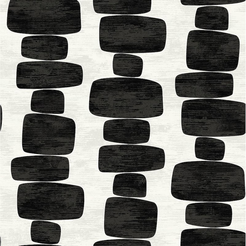 Stacy Garcia Home Stripe Block Geometric Peel and Stick Wallpaper - 20.5 in. W x 18 ft. L - Charcoal
