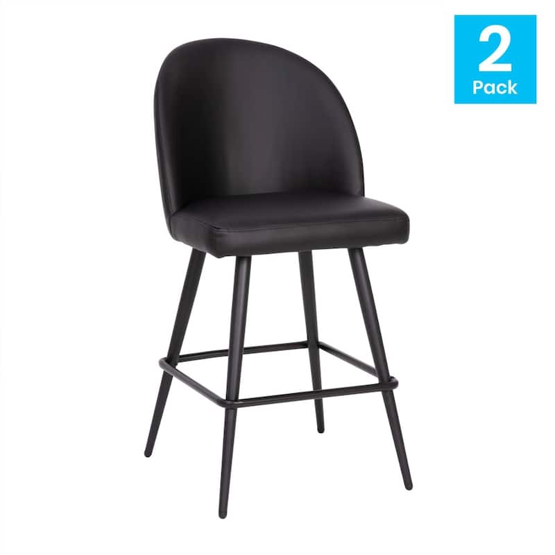 Set of 2 Upholstered Counter Stools with Steel Frames