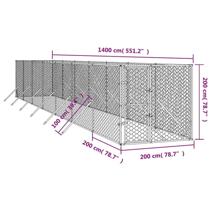 vidaXL Outdoor Dog Kennel Silver Multi-Size Galvanized Steel