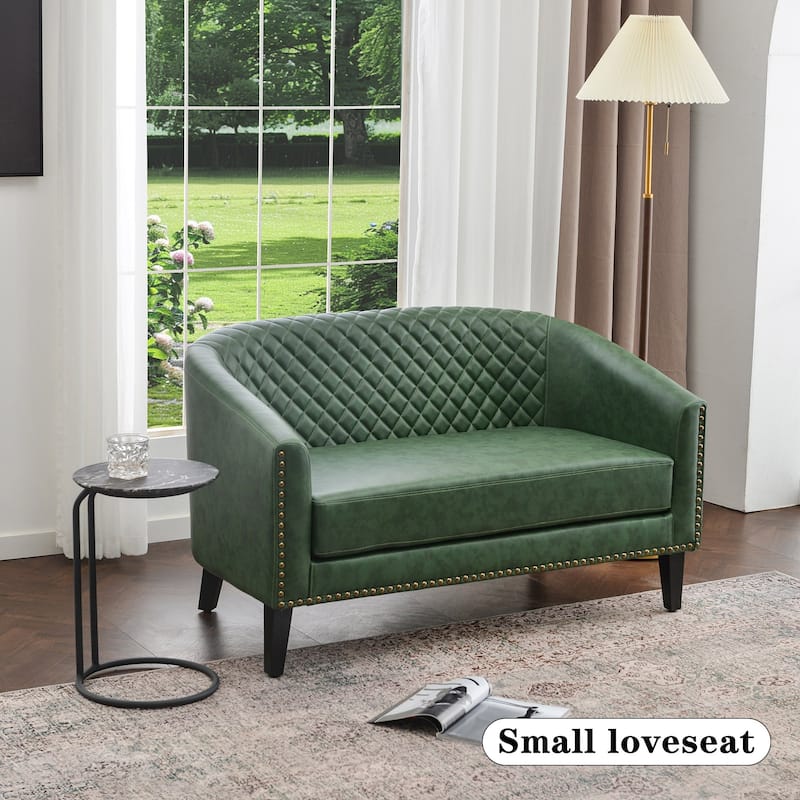 KINWELL 3-Piece PU Living Room Sets 1 Loveseat 2 Swivel Chairs