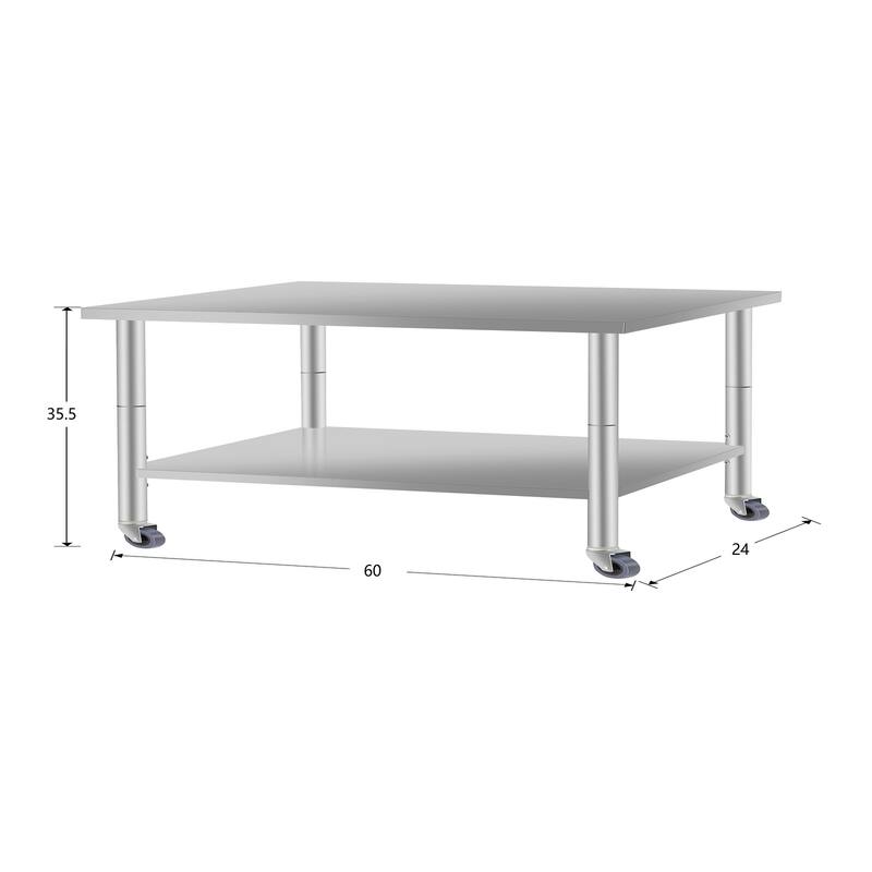 Commercial Work Table for Restaurant and Home Stainless Steel Kitchen Prep Table with Under Shelf and wheels