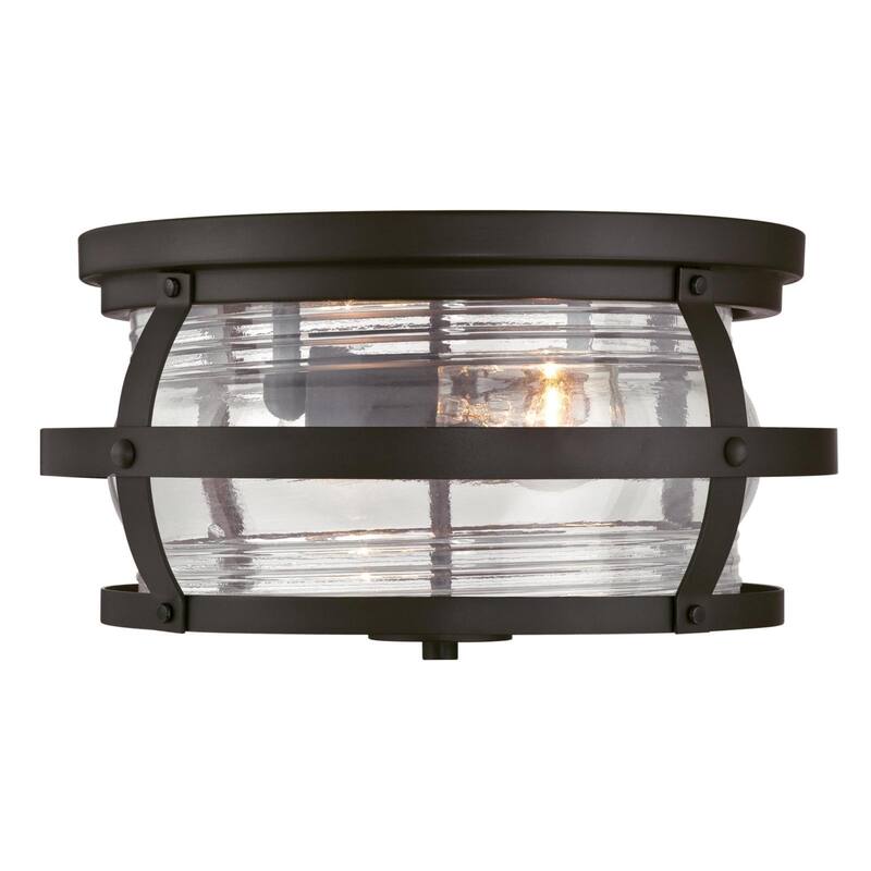 Westinghouse Lighting Weatherby 14-Inch Two-Light Outdoor Flush Mount Ceiling Fixture, Clear Glass