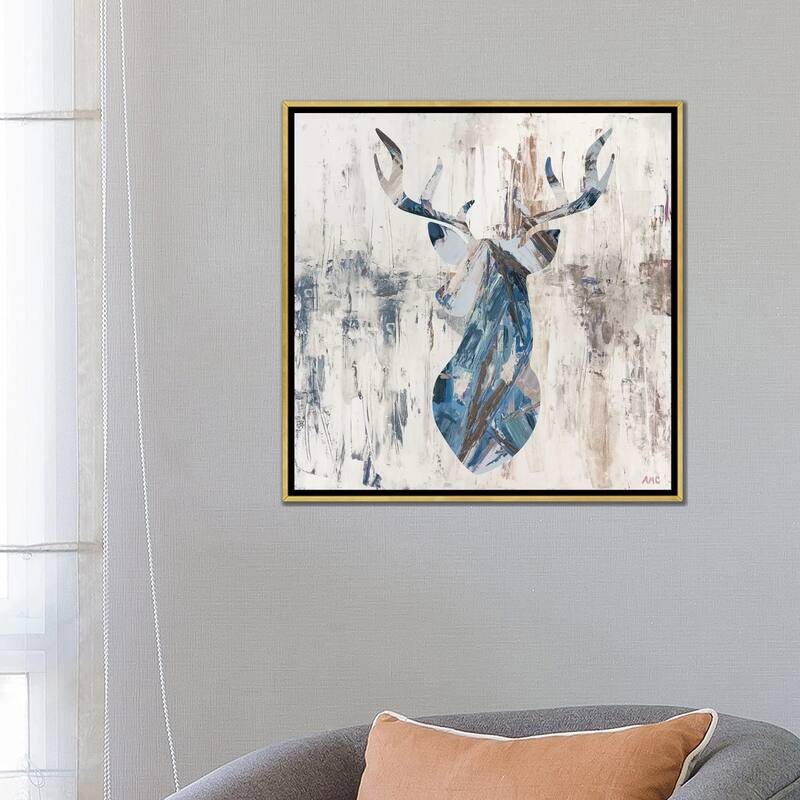 iCanvas "Blue Rhizome Deer Bust" by Ann Marie Coolick Framed Canvas Print