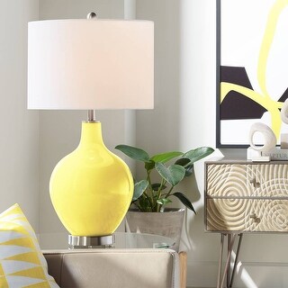 Modern Table Lamp Lemon Twist Yellow Glass Ovo White for Bedroom - 16 ...