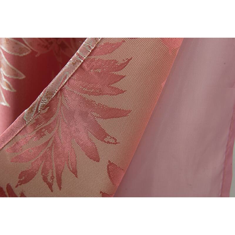 Gracewood Hollow Bao Textured Floral Jacquard Single Rod Pocket Curtain Panel w/ Attached 18-inch Valance - 54 x 84 in.