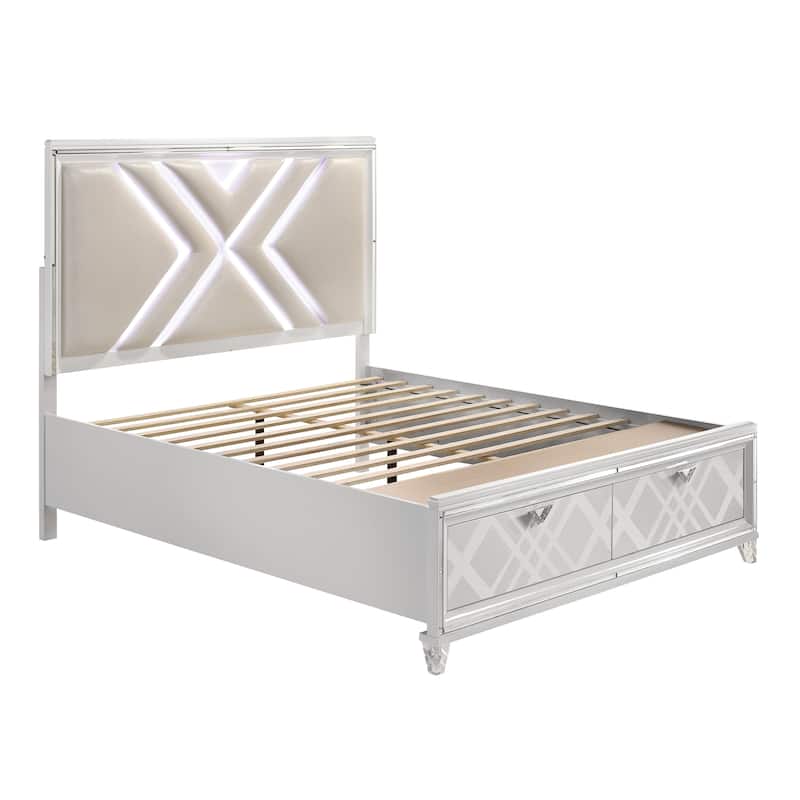 Furniture of America Bel Air Modern LED Headboard 2-Drawer Platform Bed with Storage