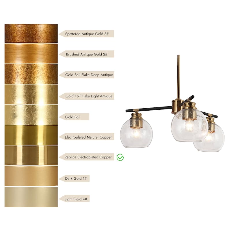 Modern 3-Light Black Gold Sputnik Chandelier Pendant Lights for Dining Room - 18" D x 17.5" H