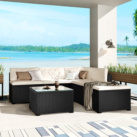 6-Piece Outdoor Furniture Set Patio Garden Sectional Sofa Chair
