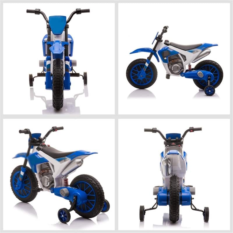 Kids Ride-On Motorcycle 12V with Rechargeable Battery and Dual Shock Removable Training Wheels - 42"L x 20.25"W x 26.75"H