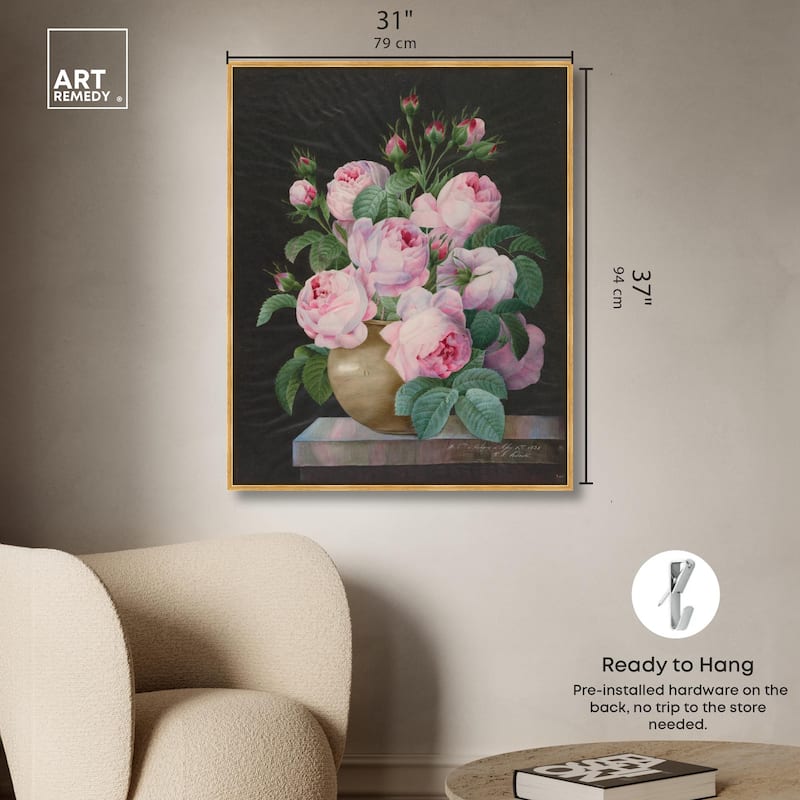 Pink Roses in a Vase Canvas by Art Remedy