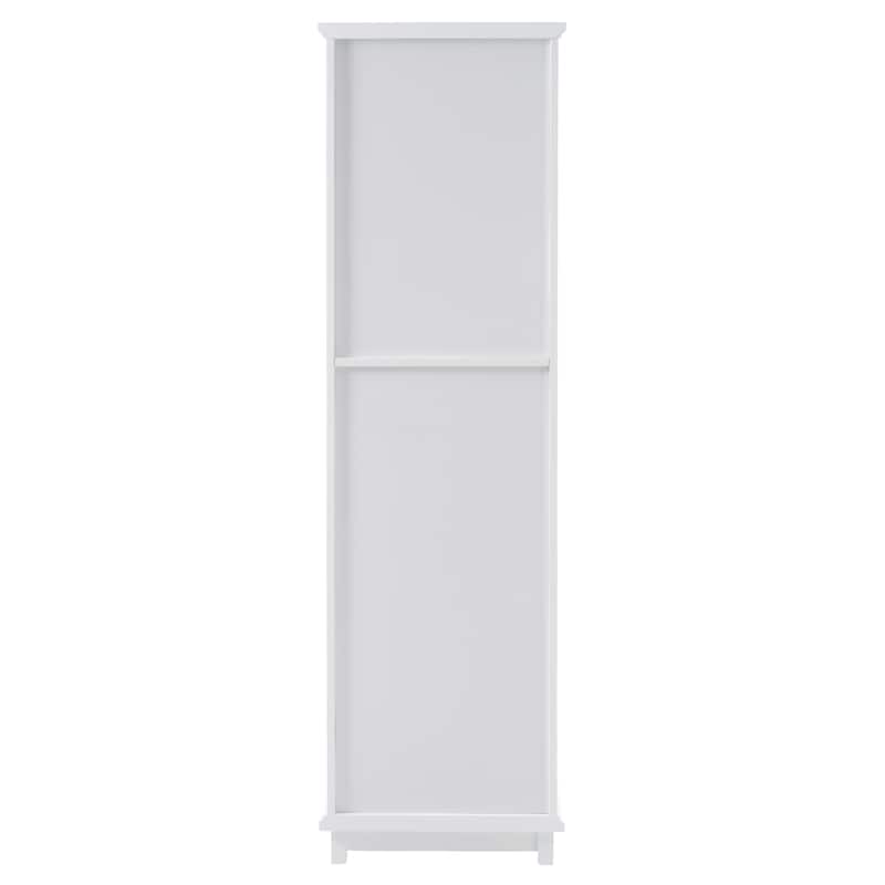 GDFStudio - Mary 63" Tall Bathroom Storage Cabinet with Glass Doors, Two Drawers, and Adjustable Shelves