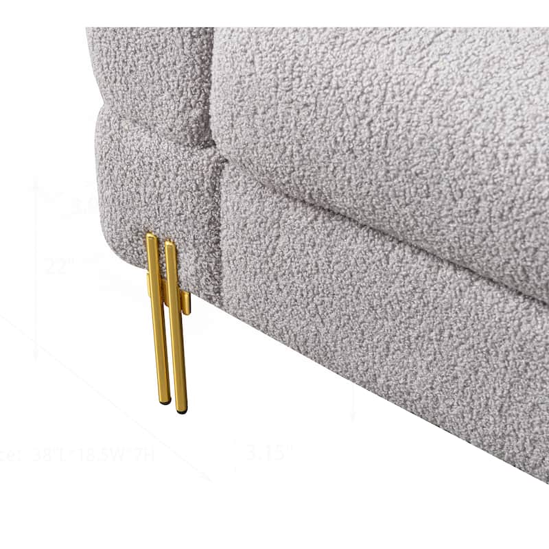 Comfortable Upholstered Sofa with Stylish Golden Legs and Soft Pillows for Living Room
