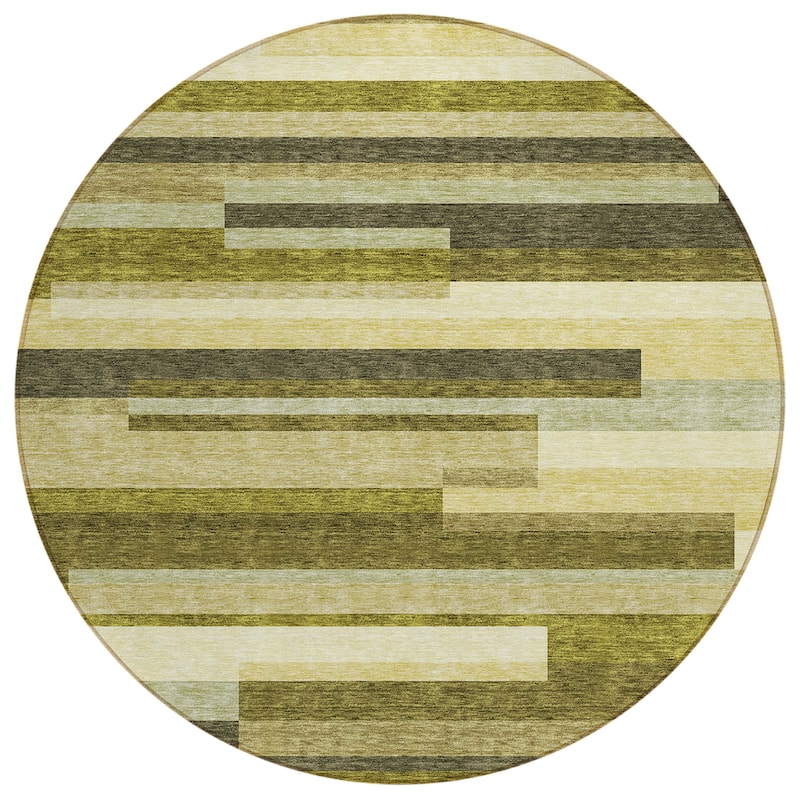 Machine Washable Indoor/ Outdoor Modern Stripes Chantille Rug