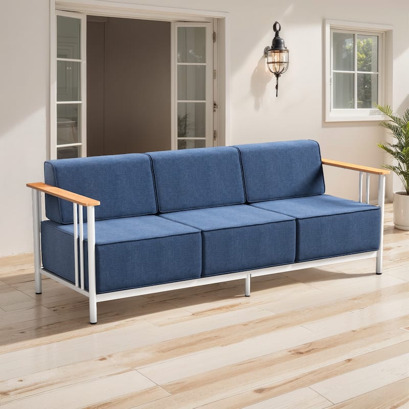 Puffin 3-Seat Outdoor Sofa with Metal Frame and 10-Inch Thick Cushions
