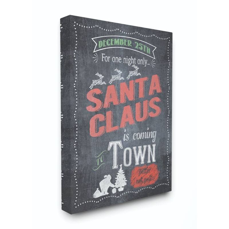 Stupell Santa Claus Holiday Advert Christmas Word Design Canvas Wall Art, Proudly Made in USA